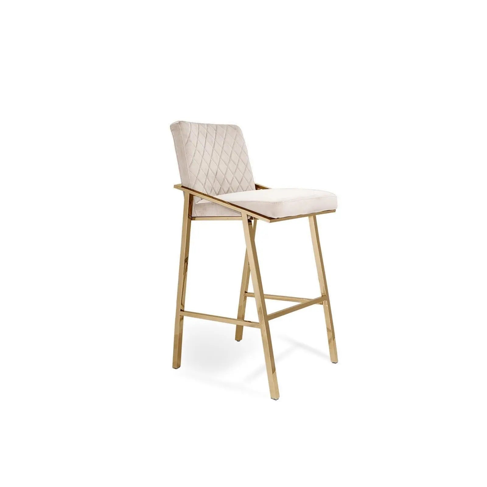 Nolan Titanium Gold Polished Stainless Steel Base Beige Stylish Counter Stool