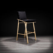 Nolan Titanium Gold Polished Stainless Steel Base Black Modern Counter Stool