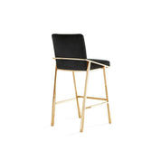 Nolan Titanium Gold Polished Stainless Steel Base Black Roberto Grassie Counter Stool