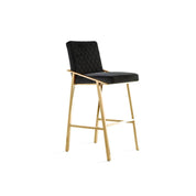 Nolan Titanium Gold Polished Stainless Steel Base Black Stylish Counter Stool