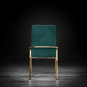 Nolan Titanium Gold Polished Stainless Steel Base Dark Green Luxury Dining Chair