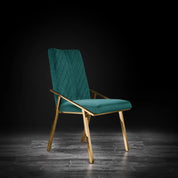 Nolan Titanium Gold Polished Stainless Steel Base Dark Green Modern Dining Chair