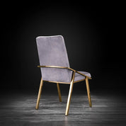 Nolan Titanium Gold Polished Stainless Steel Base Gray Roberto Grassie Dining Chair