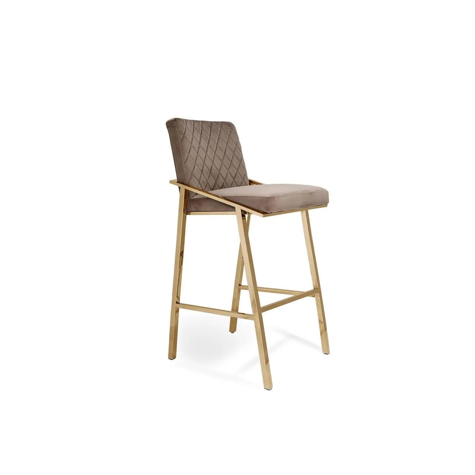 Nolan Titanium Gold Polished Stainless Steel Base Taupe Stylish Counter Stool