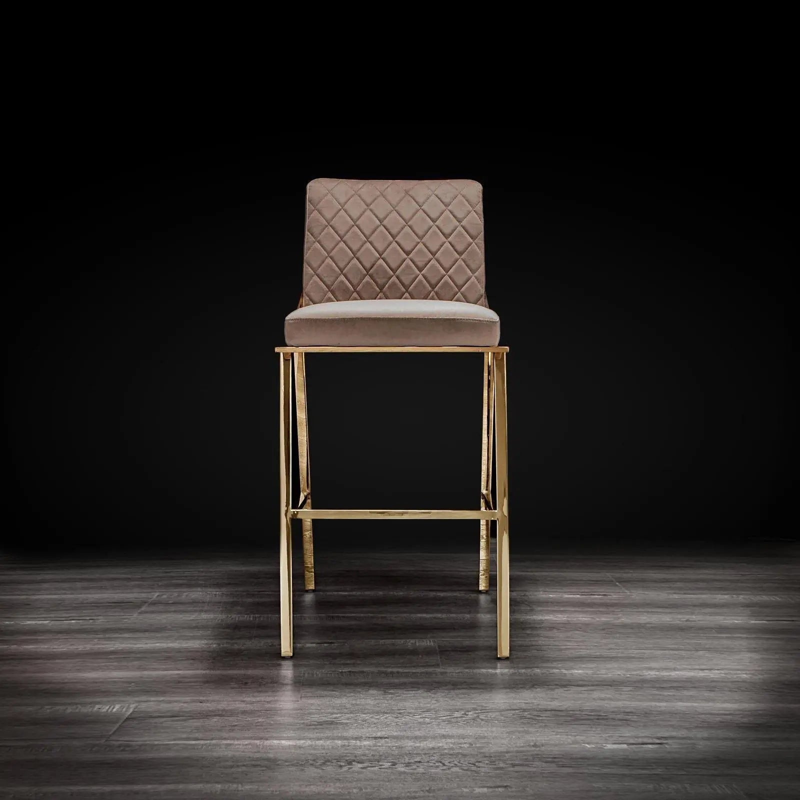 Nolan Titanium Gold Polished Stainless Steel Base Taupe Stylish Counter Stool