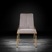 Nolan Titanium Gold Polished Stainless Steel Base Taupe Stylish Dining Chair