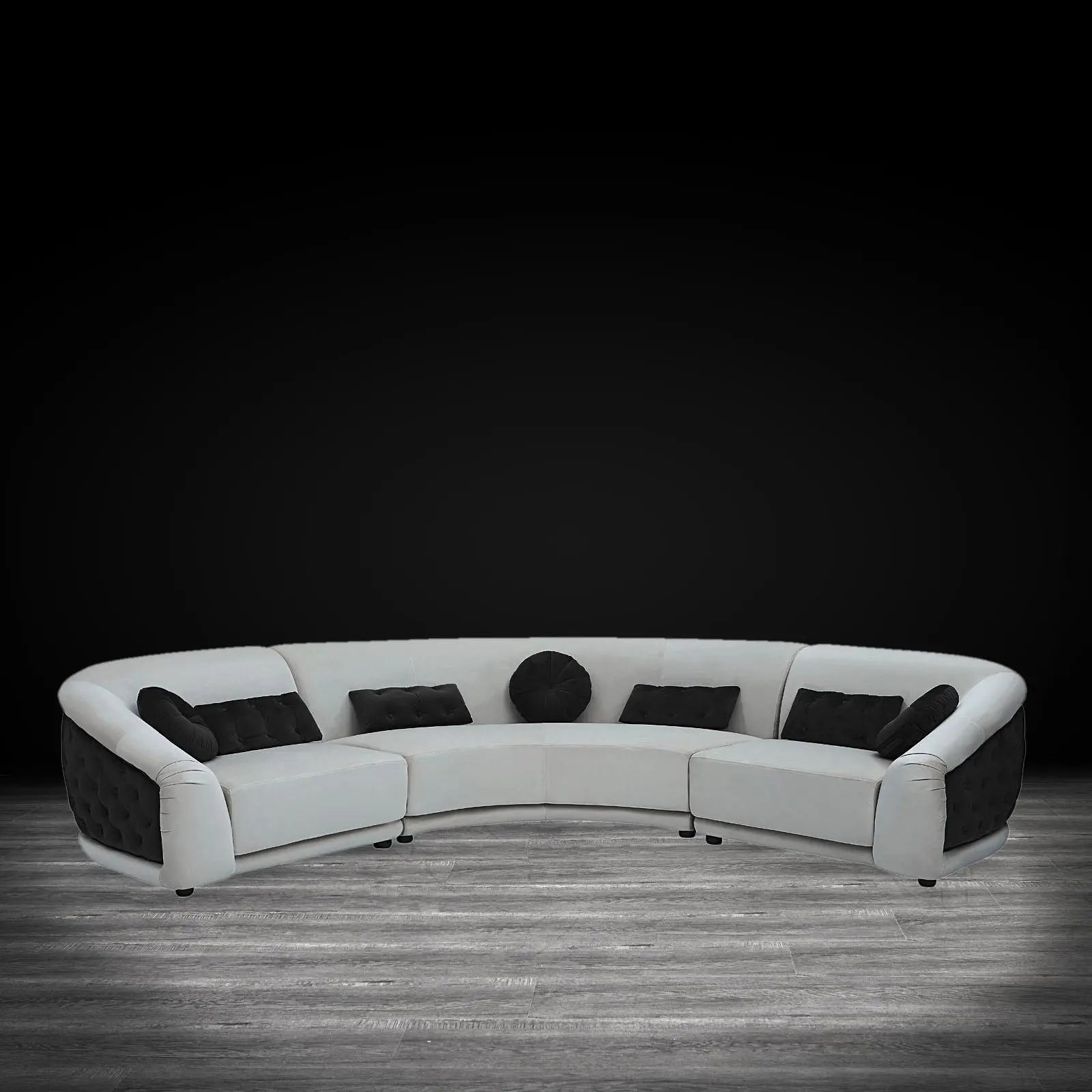 Olivia Light Gray Black Modern Sectional