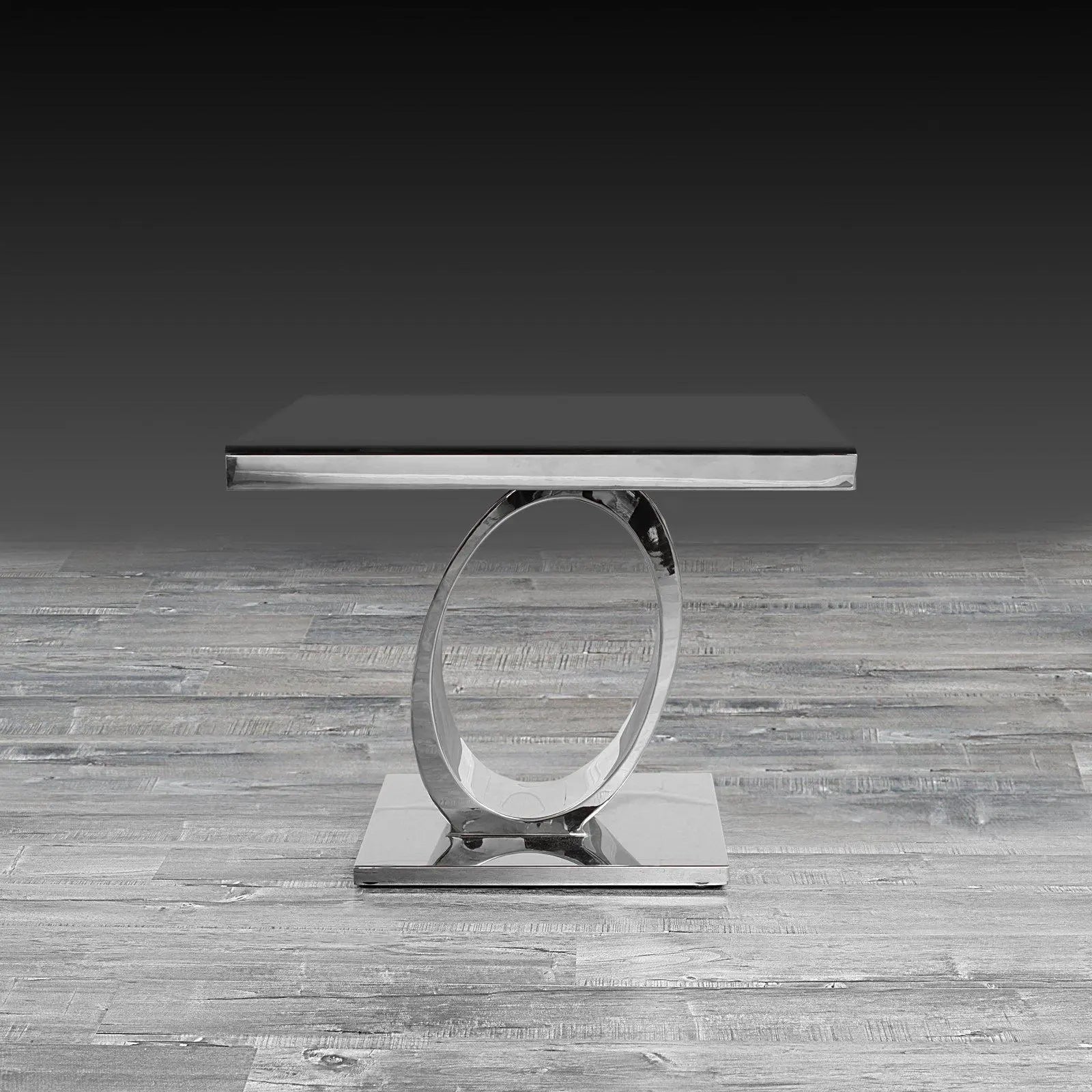 Onyx Glass Silver Modern End Table