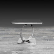 Onyx Glass Silver Modern End Table