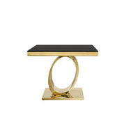 Onyx Glass Titanium Gold Polished Stainless Steel Base End Table