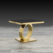 Onyx Glass Titanium Gold Polished Stainless Steel Base Stylish End Table