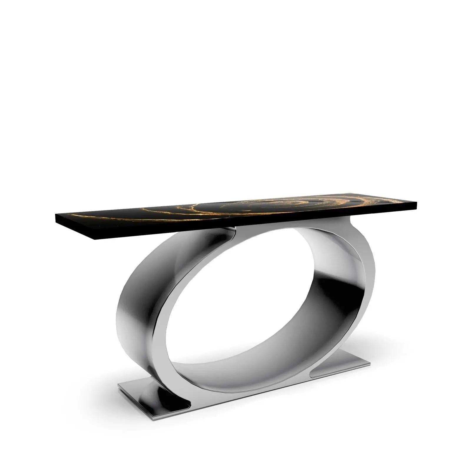 Onyx Silver Black Fiore Large Console Table