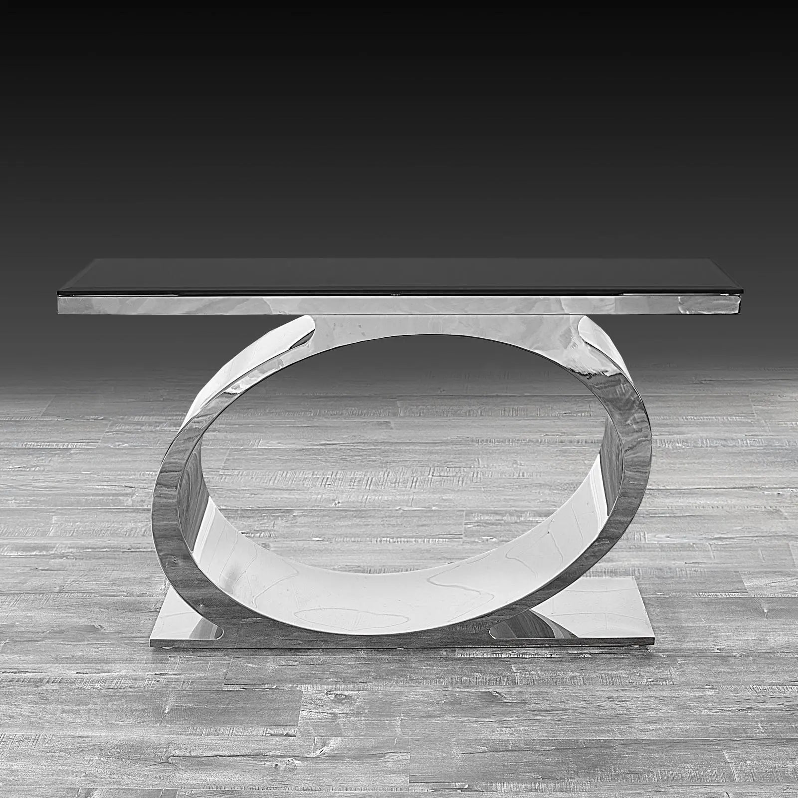 Onyx Silver Glass Modern Console Table