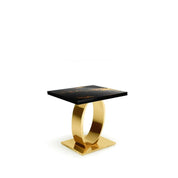 Onyx Titanium Gold Polished Stainless Steel Base Black Art Large End Table