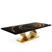 Onyx Titanium Gold Polished Stainless Steel Base Black Fiore Large Dining Table