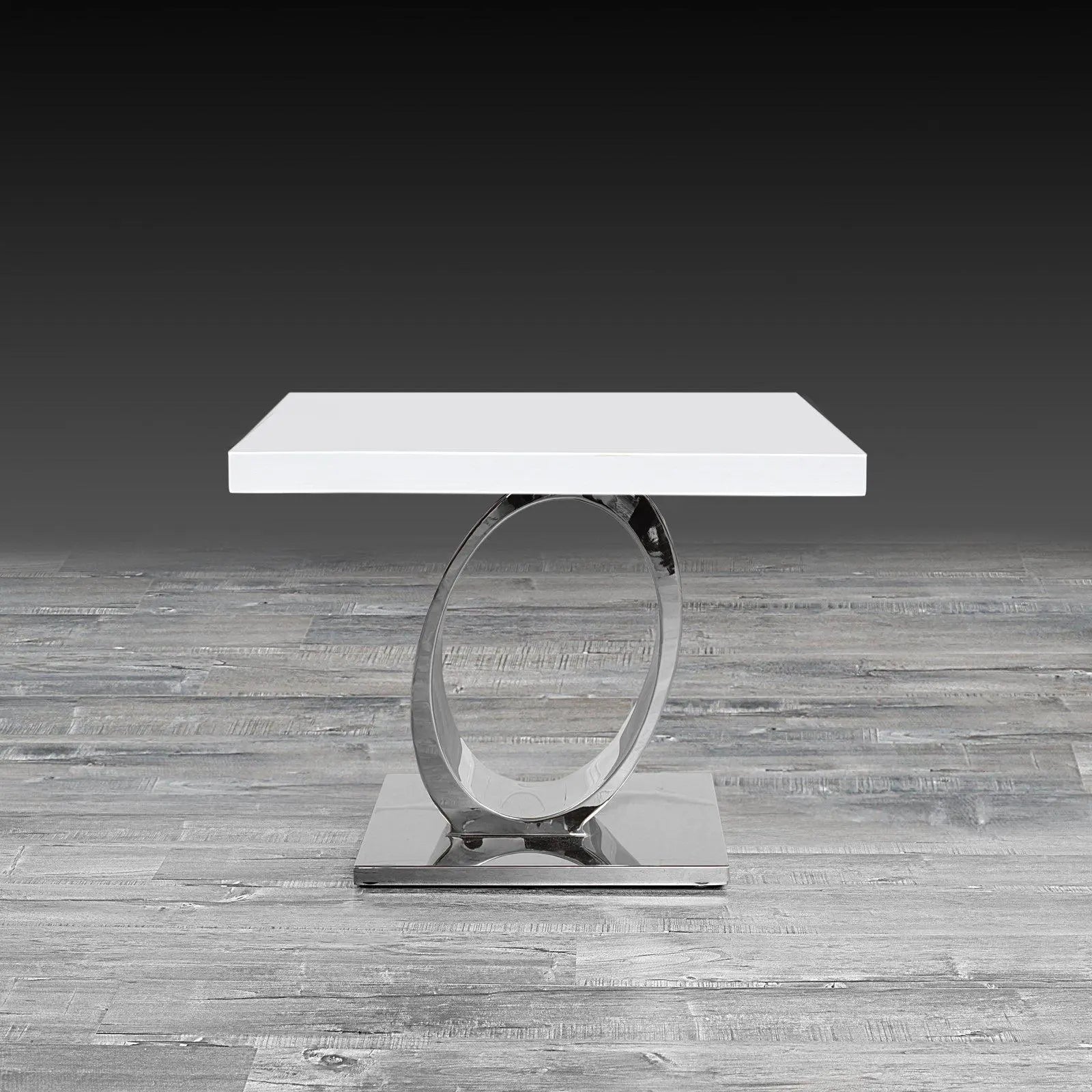 Onyx White Silver Modern End Table