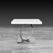 Onyx White Silver Modern End Table