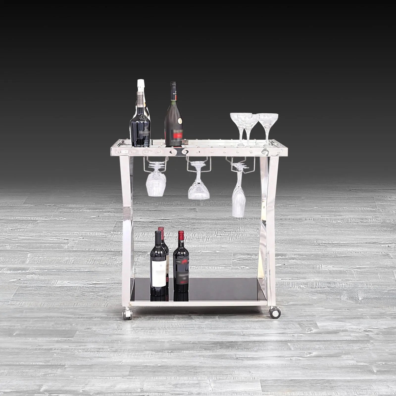 Oslo Silver Modern Bar Cart