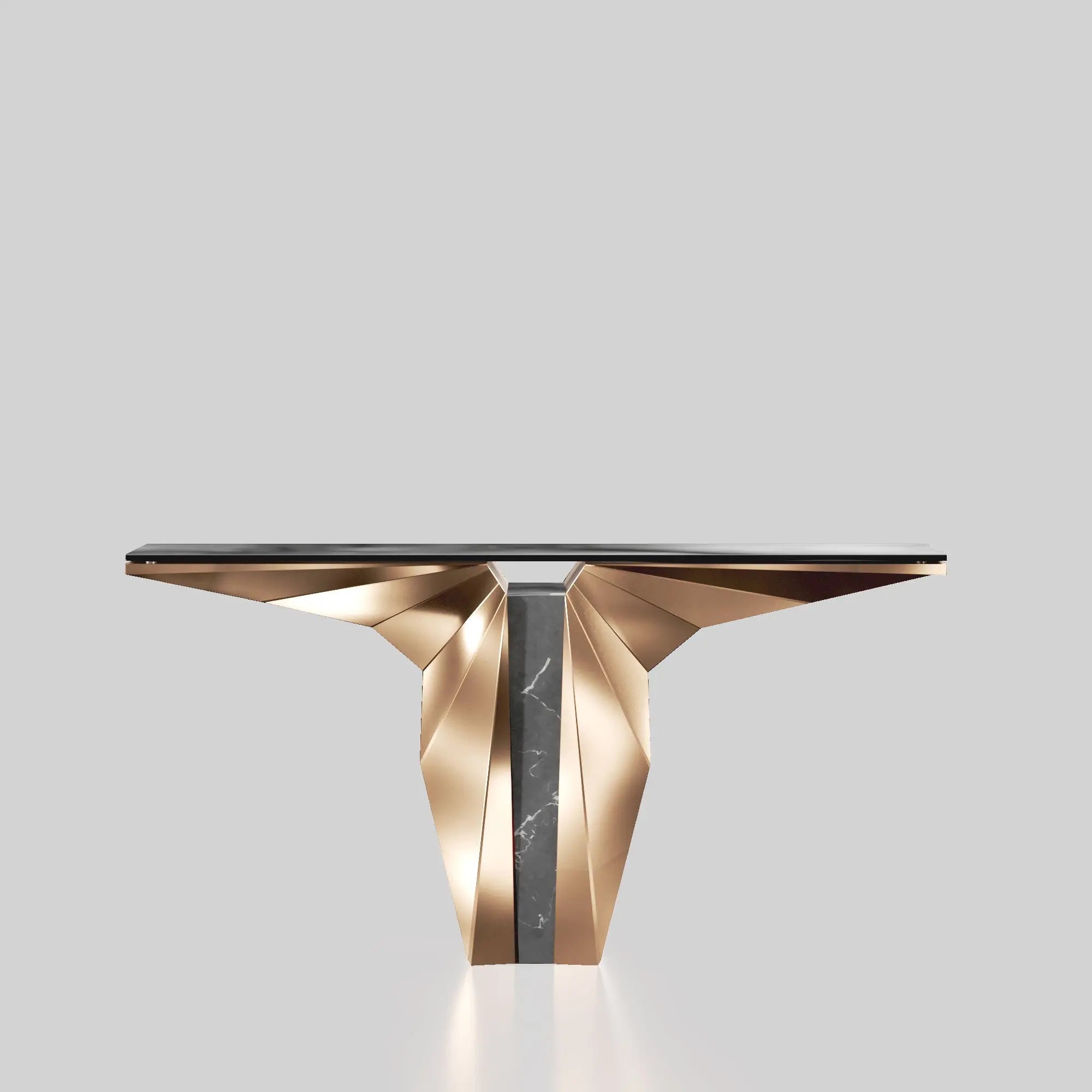 Palm Rose Gold Console Table