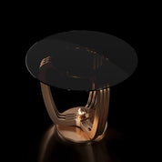 Regency Round Rose Gold Polished Stainless Steel Base Dining Table Roberto Grassie RG