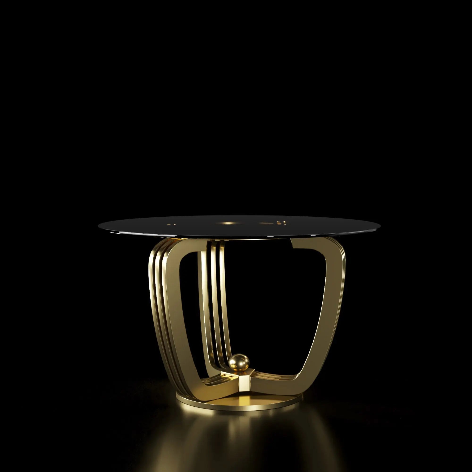 Regency Round Titanium Gold Polished Stainless Steel Base Dining Table RG