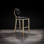 Regina Titanium Gold Polished Stainless Steel Base Black Modern Counter Stool