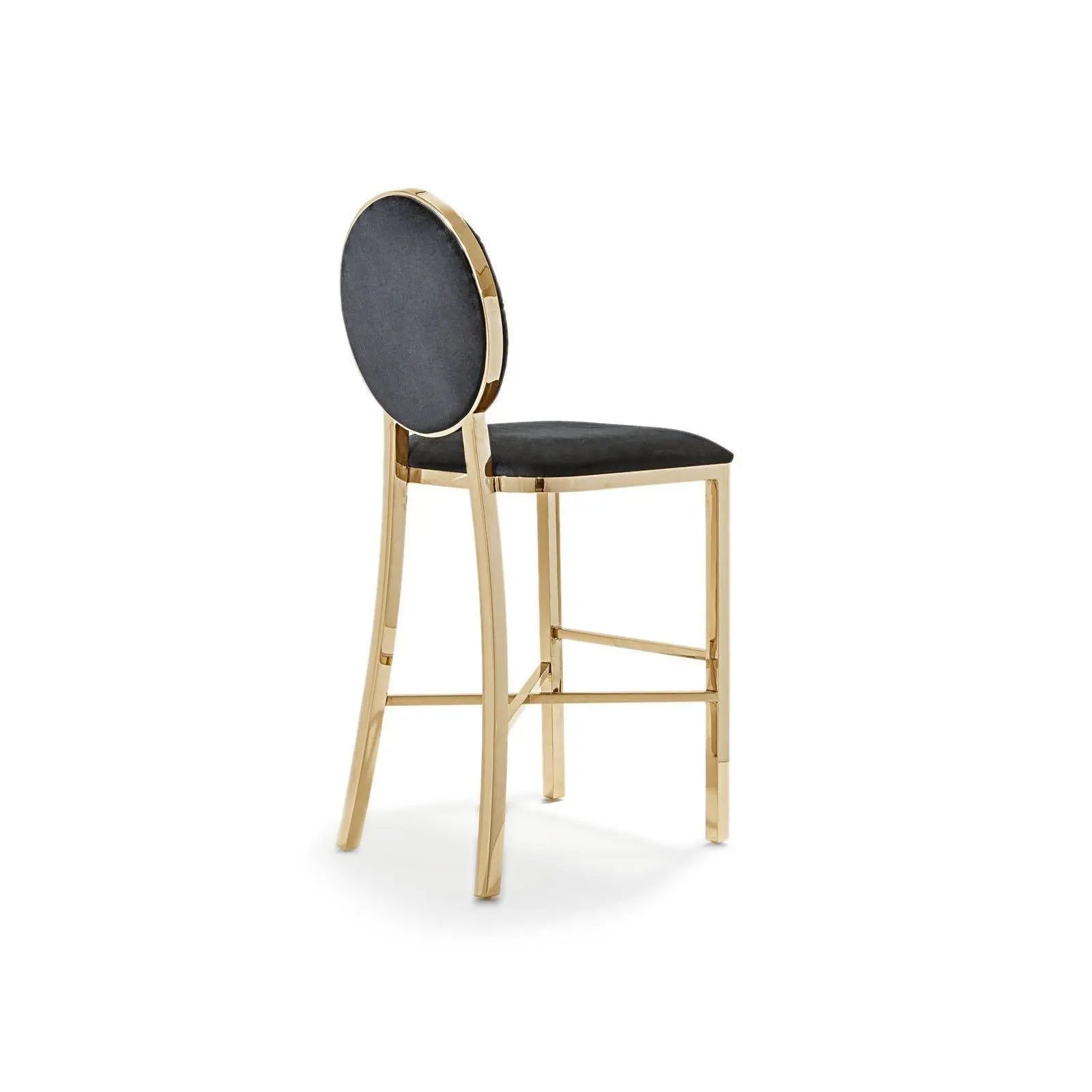 Regina Titanium Gold Polished Stainless Steel Base Black Roberto Grassie Counter Stool