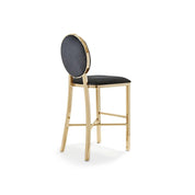 Regina Titanium Gold Polished Stainless Steel Base Black Roberto Grassie Counter Stool