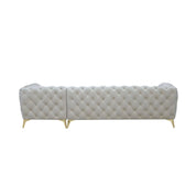 Regina Titanium Gold Polished Stainless Steel Base Left Sofa Chaise Beige Luxury Sectional