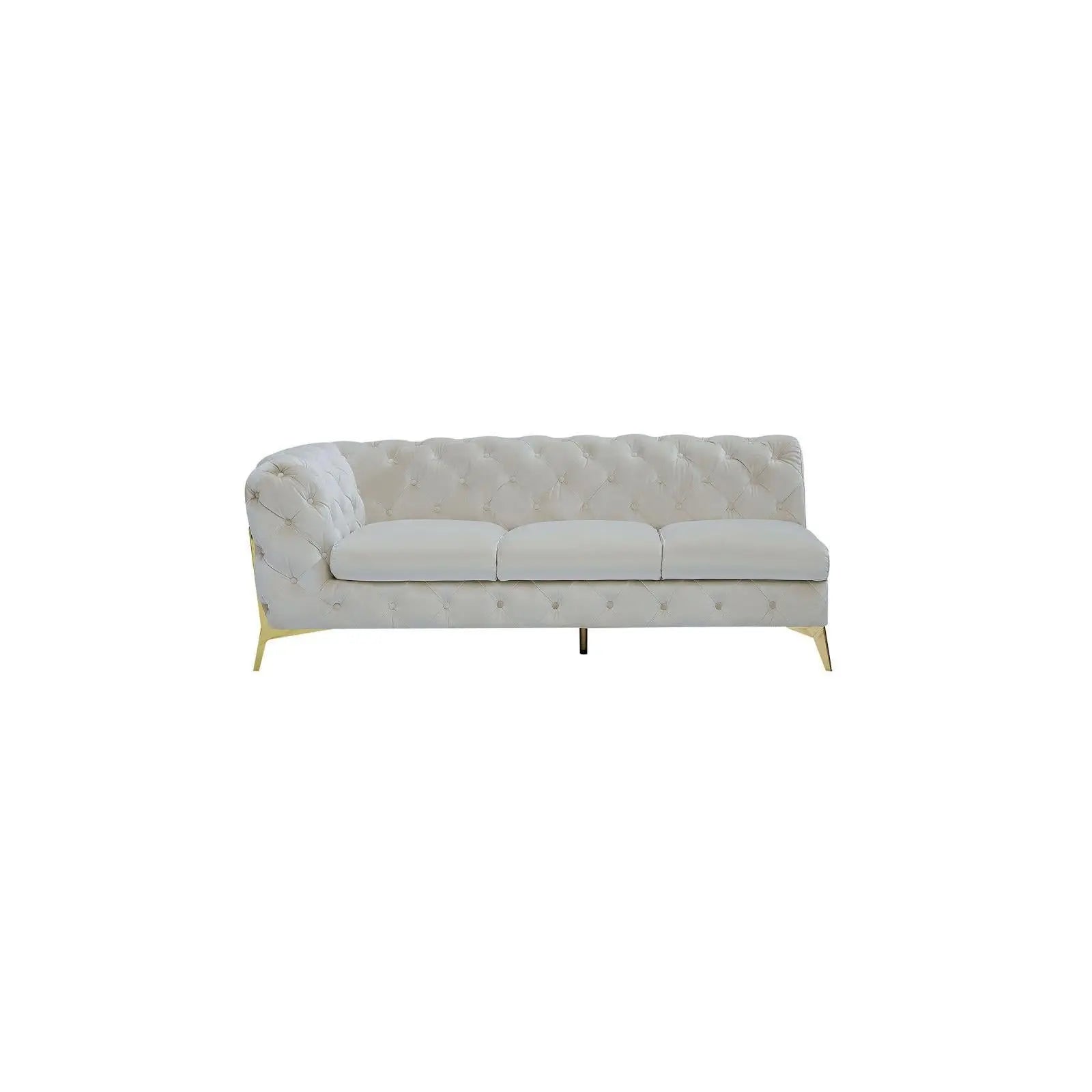 Regina Titanium Gold Polished Stainless Steel Base Left Sofa Chaise Beige Modern Sectional