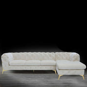 Regina Titanium Gold Polished Stainless Steel Base Left Sofa Chaise Beige Modern Sectional