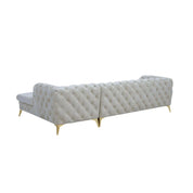 Regina Titanium Gold Polished Stainless Steel Base Left Sofa Chaise Beige Roberto Grassie Sectional