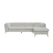 Regina Titanium Gold Polished Stainless Steel Base Left Sofa Chaise Beige Sectional