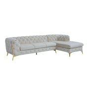 Regina Titanium Gold Polished Stainless Steel Base Left Sofa Chaise Beige Stylish Sectional