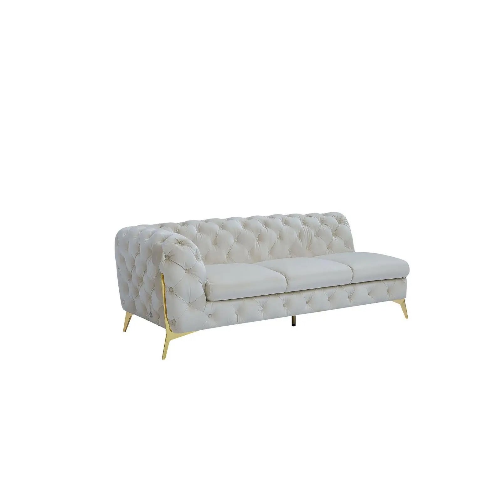 Regina Titanium Gold Polished Stainless Steel Base Left Sofa Chaise Beige Stylish Sectional