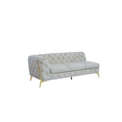 Regina Titanium Gold Polished Stainless Steel Base Left Sofa Chaise Beige Stylish Sectional