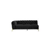 Regina Titanium Gold Polished Stainless Steel Base Left Sofa Chaise Black Modern Sectional