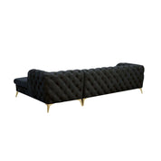 Regina Titanium Gold Polished Stainless Steel Base Left Sofa Chaise Black Roberto Grassie Sectional