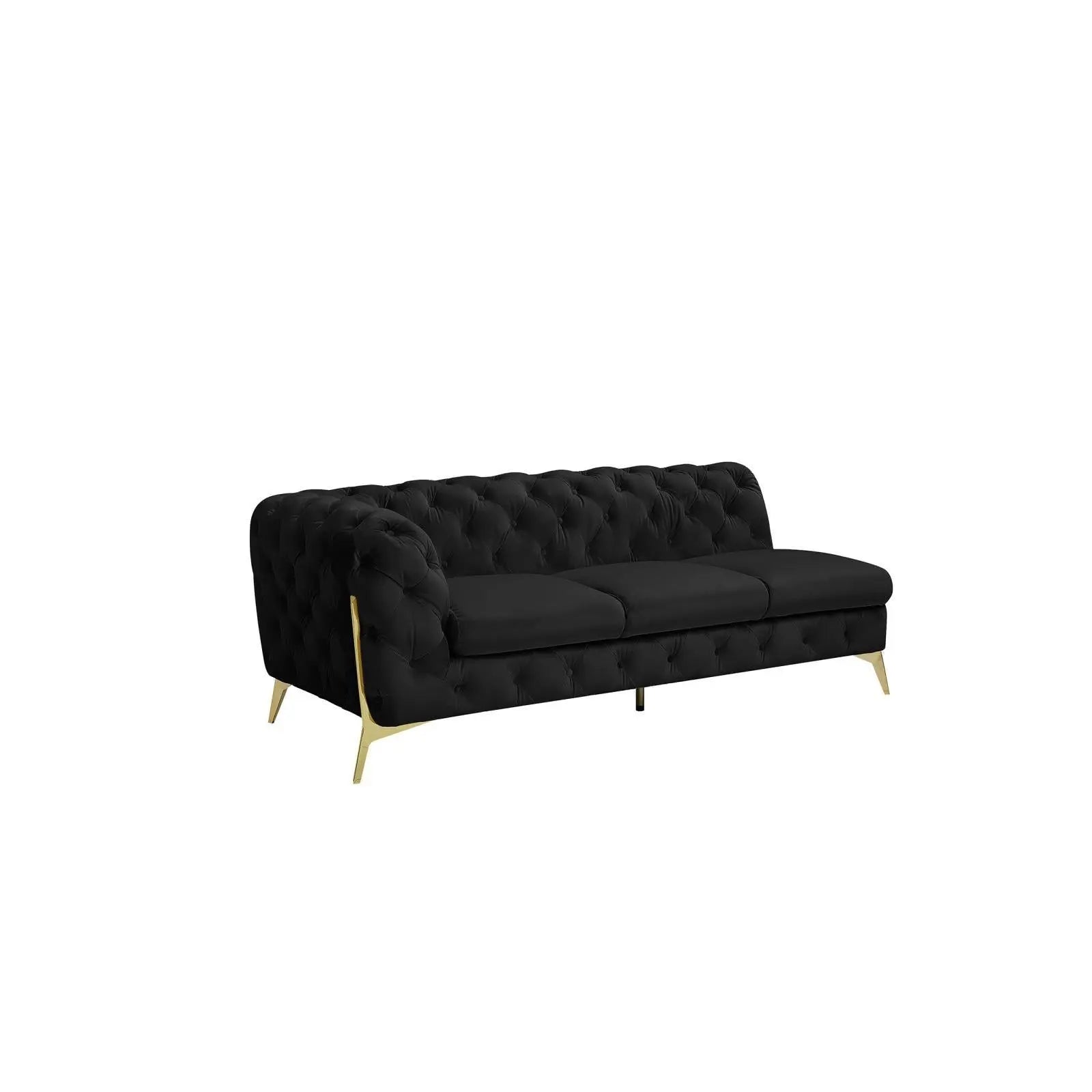 Regina Titanium Gold Polished Stainless Steel Base Left Sofa Chaise Black Stylish Sectional