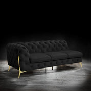 Regina Titanium Gold Polished Stainless Steel Base Left Sofa Chaise Black Stylish Sectional