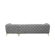 Regina Titanium Gold Polished Stainless Steel Base Left Sofa Chaise Light Gray Luxury Sectional RG