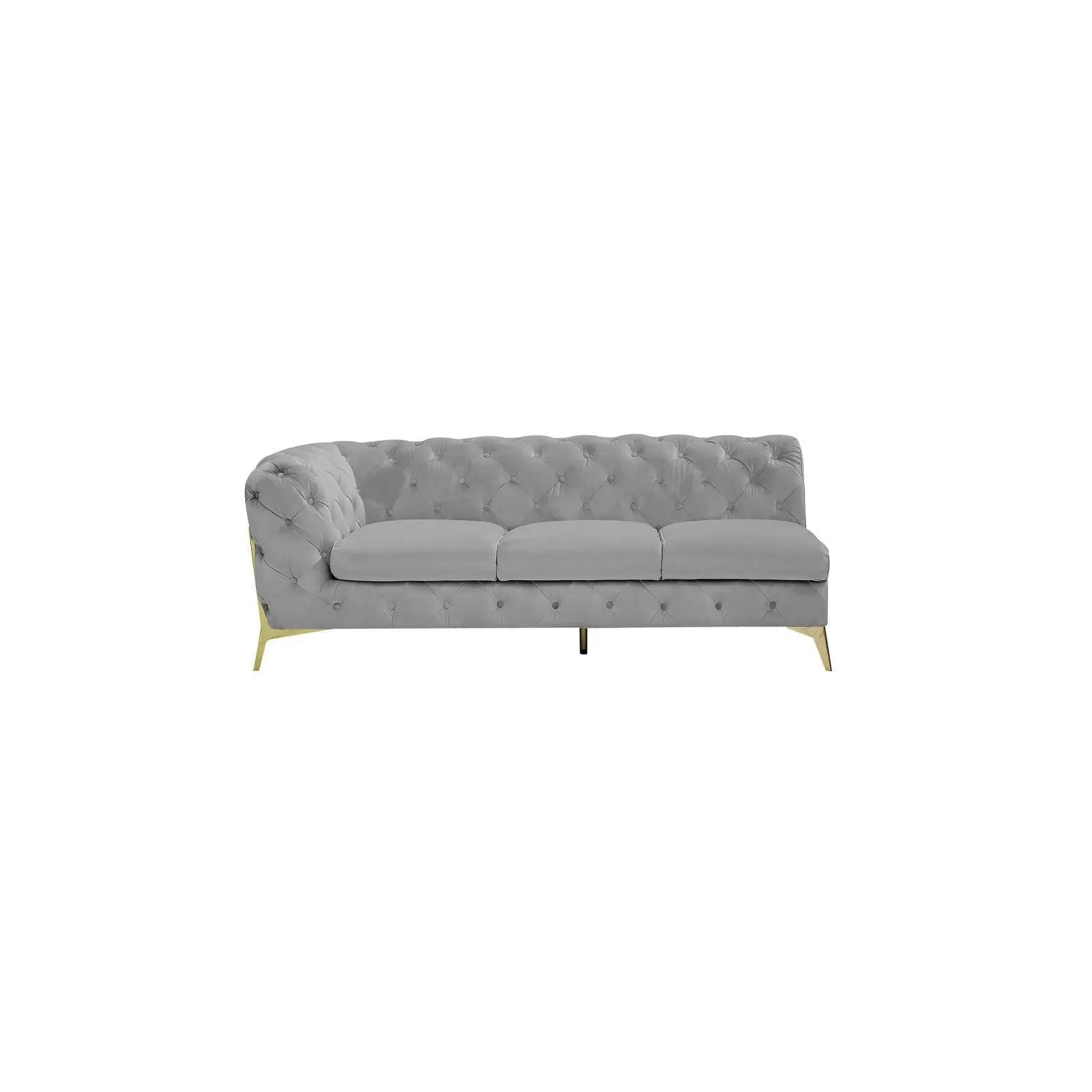 Regina Titanium Gold Polished Stainless Steel Base Left Sofa Chaise Light Gray Modern Sectional RG