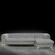 Regina Titanium Gold Polished Stainless Steel Base Left Sofa Chaise Light Gray Modern Sectional RG
