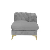 Regina Titanium Gold Polished Stainless Steel Base Left Sofa Chaise Light Gray Roberto Grassie Sectional RG