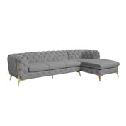 Regina Titanium Gold Polished Stainless Steel Base Left Sofa Chaise Light Gray Stylish Sectional RG