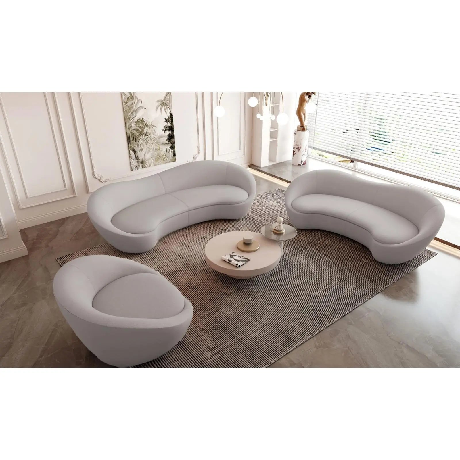 Riccardo Light Gray Ax Sofa Set