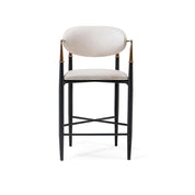 Roubi Rose Gold Polished Stainless Steel Base Beige Counter Bar Stool