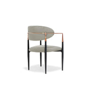 Roubi Rose Gold Polished Stainless Steel Base Beige Luxury Dining Chair