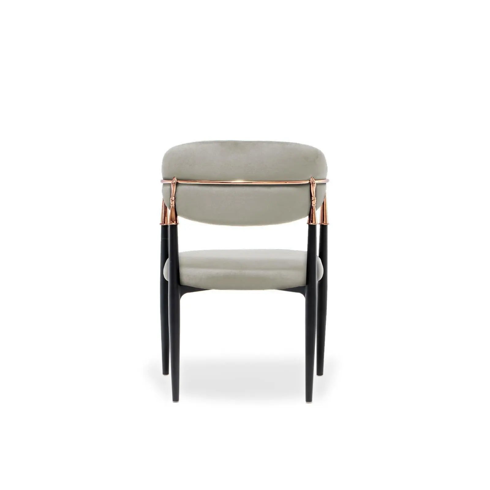 Roubi Rose Gold Polished Stainless Steel Base Beige Modern Dining Chair