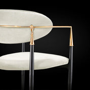 Roubi Rose Gold Polished Stainless Steel Base Beige Stylish Dining Chair